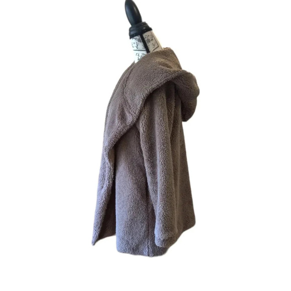 Easel Teddy Coat Brown Open Front Hoodie Size S - Picture 5 of 8